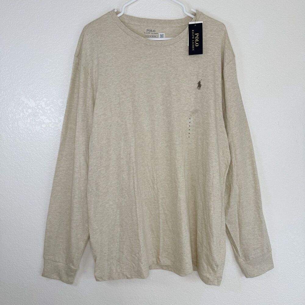 Polo Ralph Lauren Long Sleeve Crew Neck T-shirt Size XL Dune Tan Beige NWT